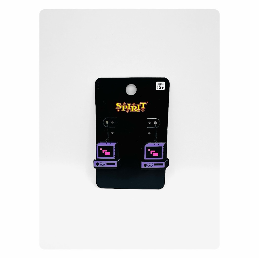 Nwt Spirit Computer Dangling Earrings - Purple/Black